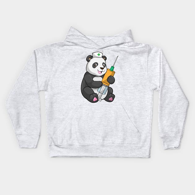 Panda as Nurse with Syringe Kids Hoodie by Markus Schnabel